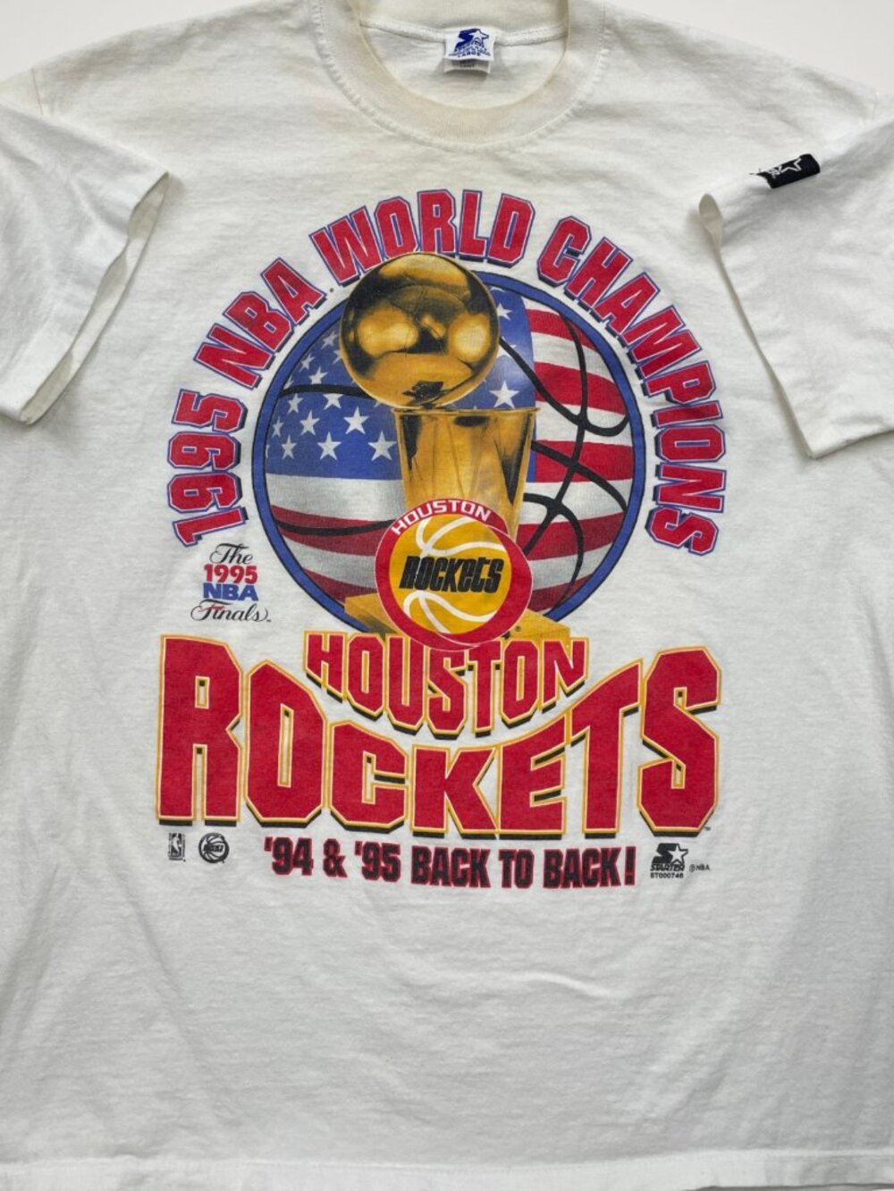 Vintage 1995 Houston Rockets Starter Back to Back NBA Champions T-Shirt Men’s L